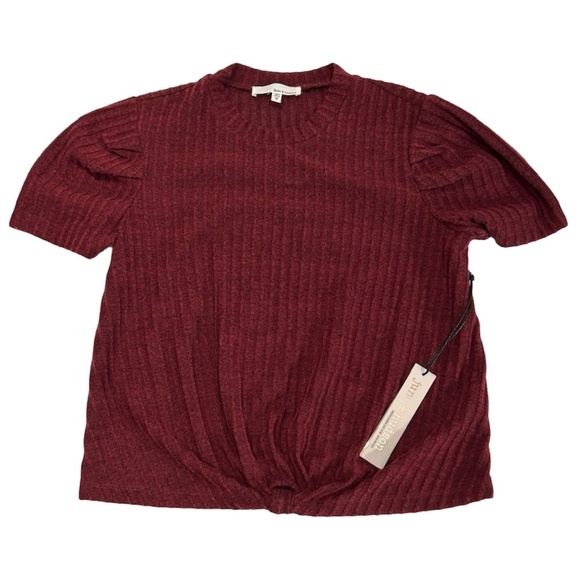 Jane & Hudson Women's Burgundy With Belly Button Shirt Knot Size Small New W Tag - Picture 2 of 12